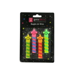 GATODECO Décoration Gâteau|Bougies Smileys Etoiles (x4) Gatodéco
