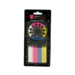 GATODECO Décoration Gâteau|Bougies Torsadées Fines Assorties (x12) Gatodéco