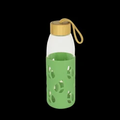 PEBBLY Carafe, Pichet|Bouteille en Verre avec Protection Silicone Vert 55 cl