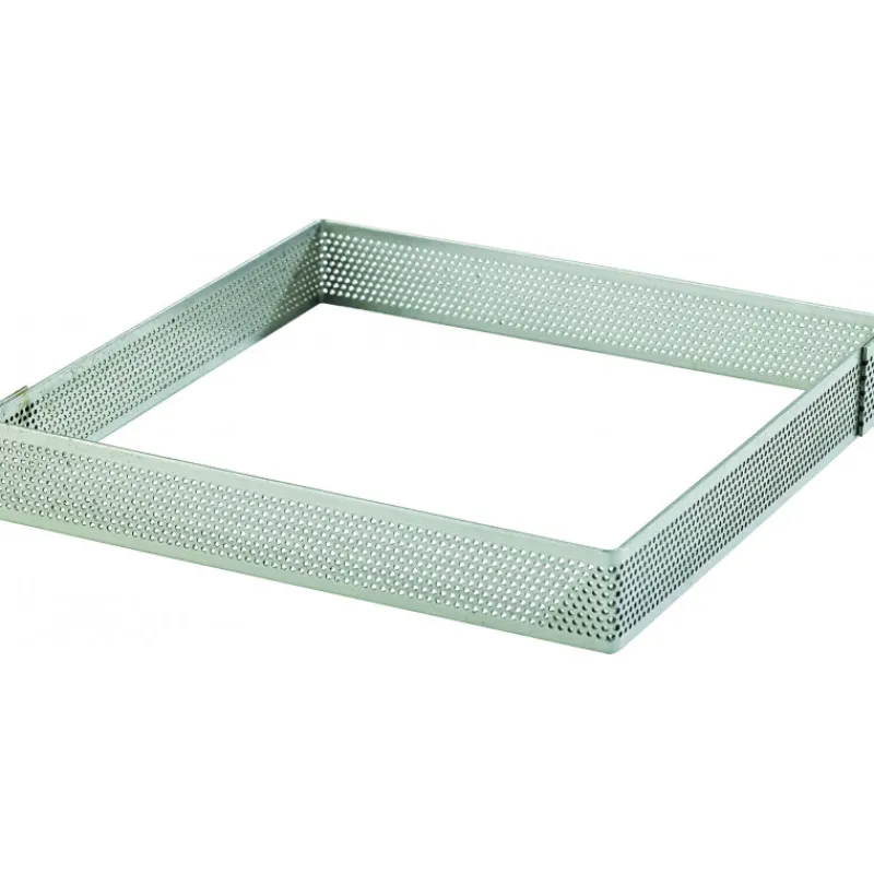 MALLARD FERRIERE Cercle À Patisserie|Cadre à Tarte Carré Inox Perforé 10 cm H.2 cm