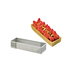 MALLARD FERRIERE Cercle À Patisserie|Cadre à Tarte Rectangle Inox Perforé 12x4 cm H.2 cm