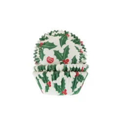 HOUSE OF MARIE Moules En Papier|Caissette Cupcake Houx de Noël (x50)