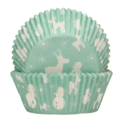 WILTON Moules En Papier|Caissettes Cupcakes Féérie Hivernale Bleue et Blanches Funcakes (x48)