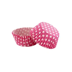 GATODECO Moules En Papier|Caissettes en Papier Rose à Pois Blancs Gatodéco (x50)