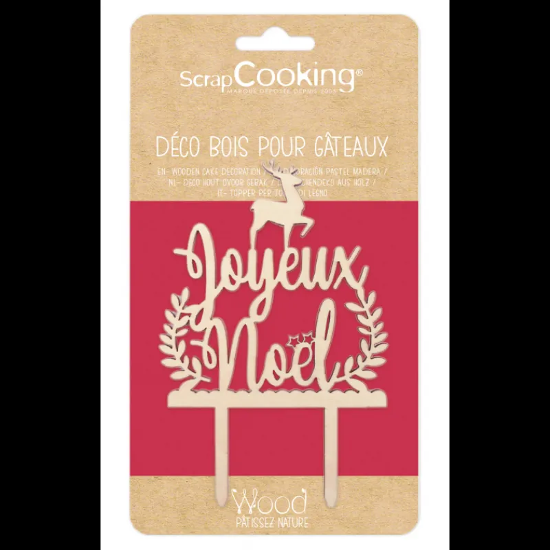 SCRAPCOOKING Décoration Gâteau|Cake Topper Bois Joyeux Noël 13cm