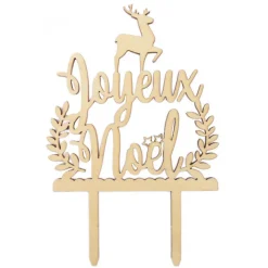 SCRAPCOOKING Décoration Gâteau|Cake Topper Bois Joyeux Noël 13cm