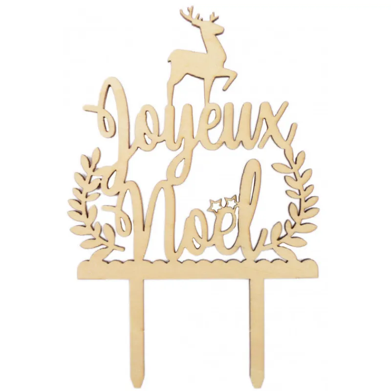 SCRAPCOOKING Décoration Gâteau|Cake Topper Bois Joyeux Noël 13cm