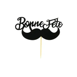 PATISDECOR Décoration Gâteau|Cake Topper Bonne Fête Moustache sur Pic (x30) Patisdécor