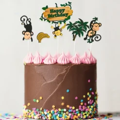 PATISDECOR Décoration Gâteau|Cake Topper Happy Birthday Singes (x5) Patisdécor
