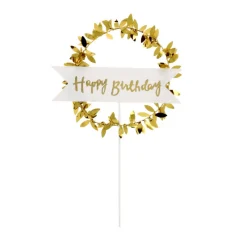 PATISDECOR Décoration Gâteau|Cake Topper Happy Birthday Couronne Dorée Patisdécor