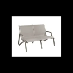 GROSFILLEX Mobilier Lounge|Salon De Jardin Professionnel|Canapé Conversationnel Gris Platinium Toile Grise Sunset