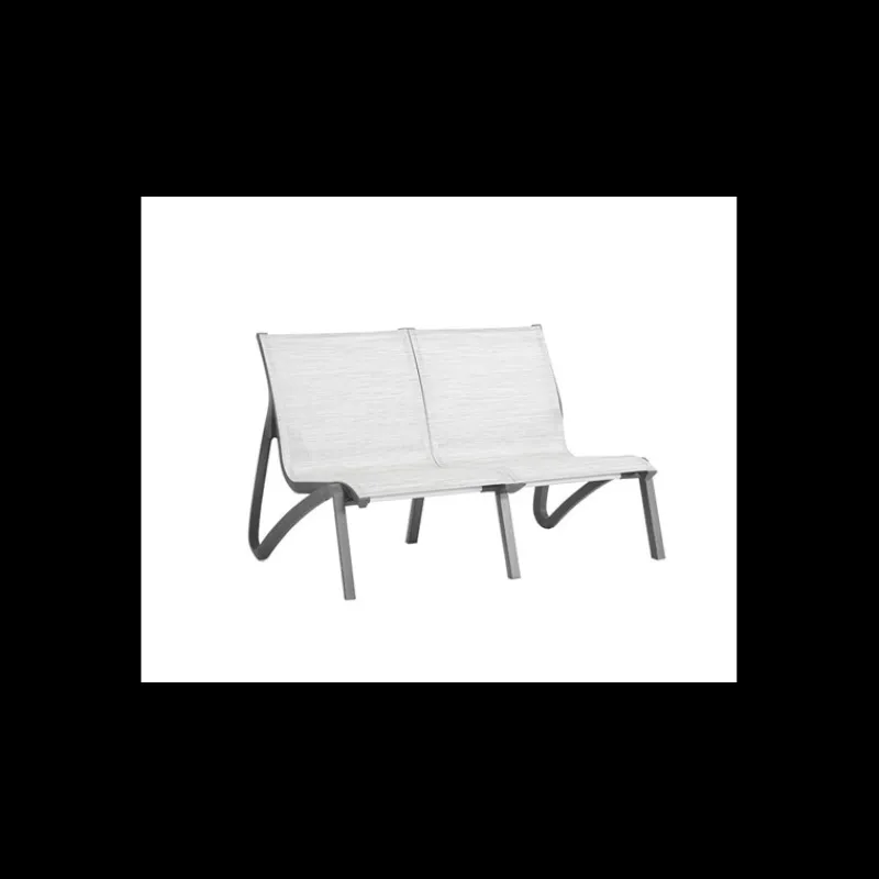 GROSFILLEX Mobilier Lounge|Salon De Jardin Professionnel|Canapé Conversationnel Noir Volcanique Toile Gris Chiné Sunset