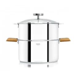 CRISTEL Cuiseur Vapeur|Casseroles|Casserole et Cuit Vapeur Inox Ø 20 cm Anses Olivier Biome