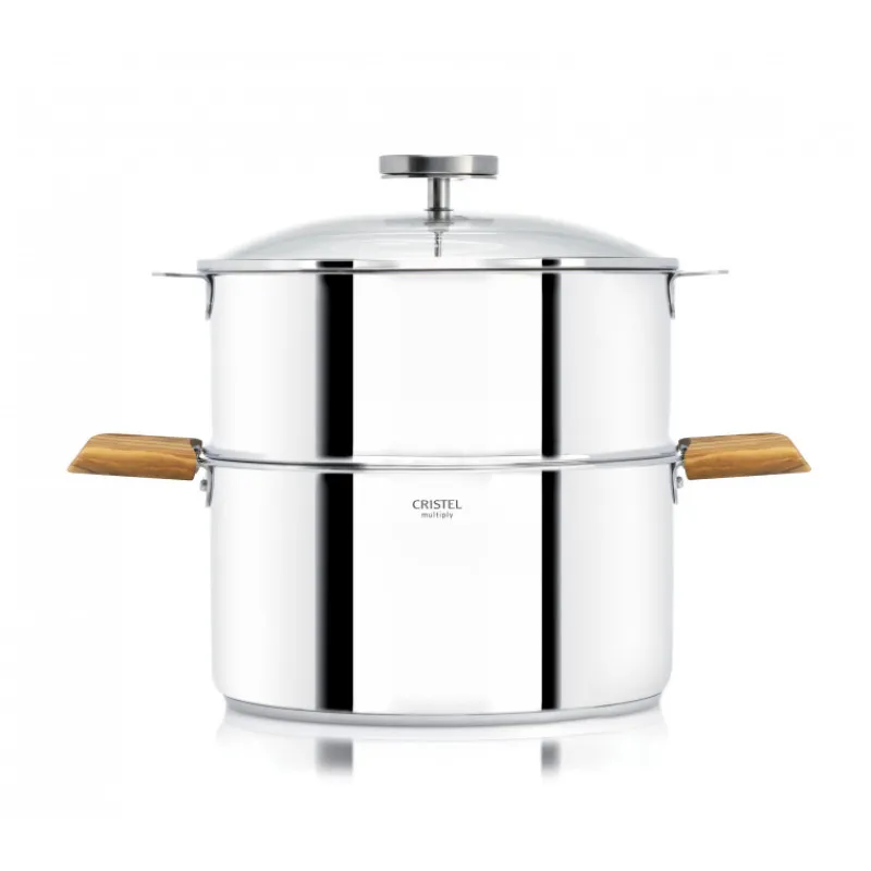CRISTEL Cuiseur Vapeur|Casseroles|Casserole et Cuit Vapeur Inox Ø 20 cm Anses Olivier Biome