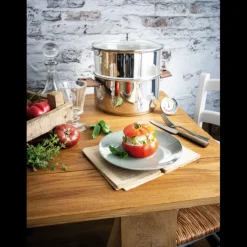 CRISTEL Cuiseur Vapeur|Casseroles|Casserole et Cuit Vapeur Inox Ø 20 cm Anses Mutine Framboise Biome