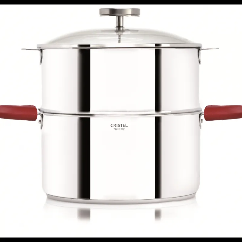 CRISTEL Cuiseur Vapeur|Casseroles|Casserole et Cuit Vapeur Inox Ø 24 cm Anses Mutine Framboise Biome