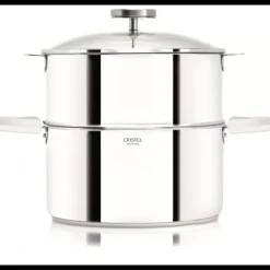 CRISTEL Cuiseur Vapeur|Casseroles|Casserole et Cuit Vapeur Inox Ø 20 cm Anses Mutine Blanc Biome