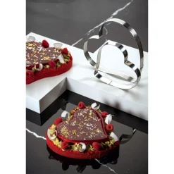 PAVONI Cercle À Patisserie|Cercle à Entremets Coeur Inox Micro-perforé 18 x 17 cm x H 3,5 cm