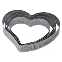 PAVONI Cercle À Patisserie|Cercle à Entremets Coeur Inox Micro-perforé 20,5 x 19 cm x H 3,5 cm