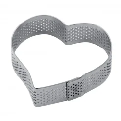 PAVONI Cercle À Patisserie|Cercle à Tarte Coeur Inox Micro-perforé 7,5 x 7 cm x H 2 cm