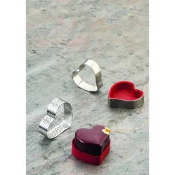 PAVONI Cercle À Patisserie|Cercle à Tarte Coeur Inox Micro-perforé 7,5 x 7 cm x H 2 cm