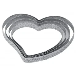 PAVONI Cercle À Patisserie|Cercle à Tarte Coeur Inox Micro-perforé 20,5 x 19 cm x H 2 cm