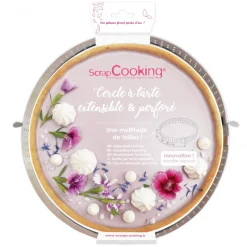 SCRAPCOOKING Cercle À Patisserie|Cercle à Tarte Extensible Inox Perforé 16 à 30 cm