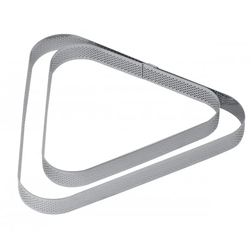 PAVONI Cercle À Patisserie|Cercle à Tarte Triangle Inox Micro-perforé 22 x 20 cm x H 2 cm