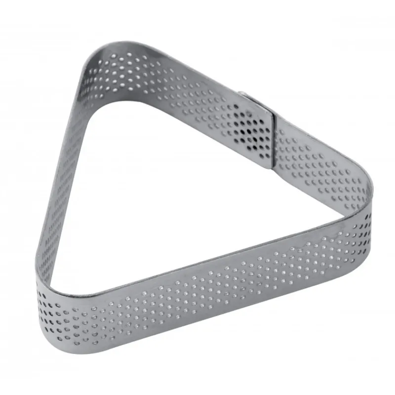 PAVONI Cercle À Patisserie|Cercle à Tarte Triangle Inox Micro-perforé 8,5 x 7,5 cm x H 2 cm
