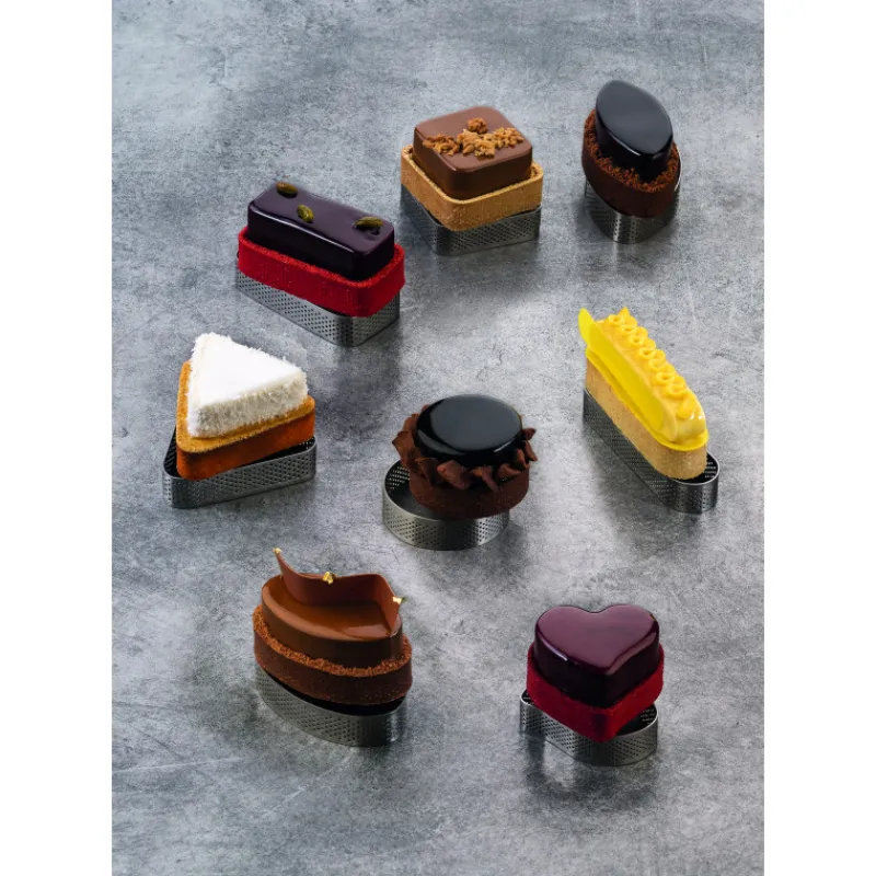 PAVONI Cercle À Patisserie|Cercle à Tarte Triangle Inox Micro-perforé 8,5 x 7,5 cm x H 2 cm