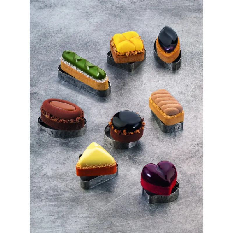 PAVONI Cercle À Patisserie|Cercle à Tarte Triangle Inox Micro-perforé 8,5 x 7,5 cm x H 2 cm