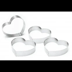 SCRAPCOOKING Cercle À Patisserie|Cercles à Tarte Individuels Perforés Cœur 7,5 x 8 cm (x4)