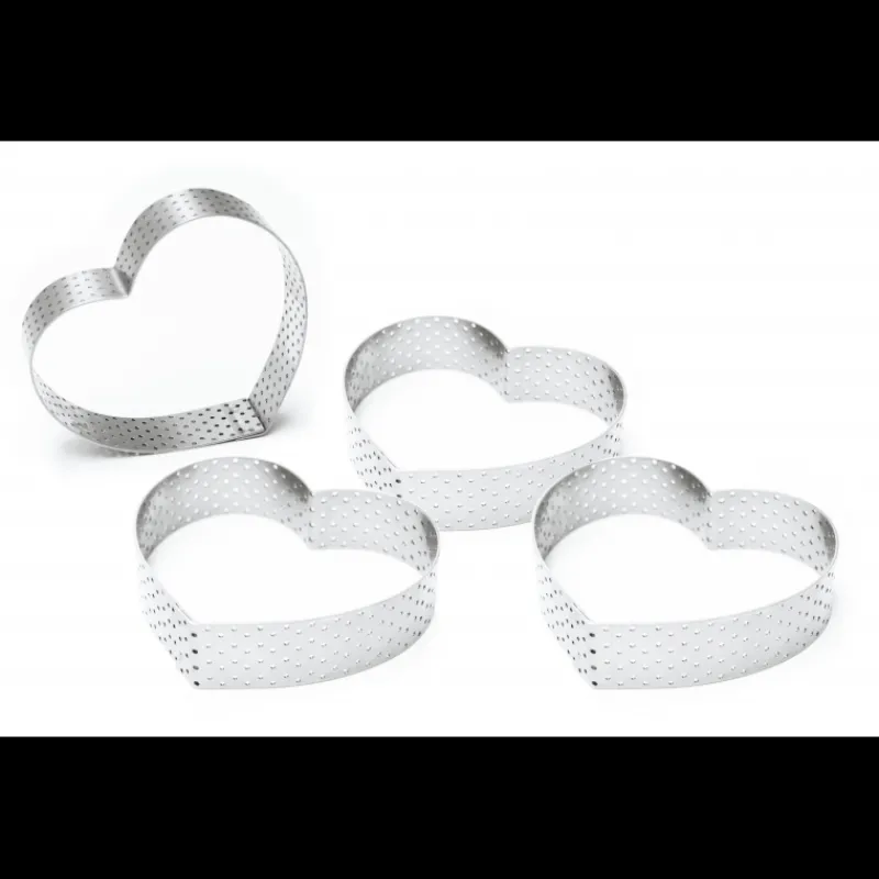 SCRAPCOOKING Cercle À Patisserie|Cercles à Tarte Individuels Perforés Cœur 7,5 x 8 cm (x4)