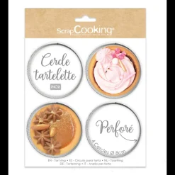 SCRAPCOOKING Cercle À Patisserie|Cercles à Tarte Individuels Perforés Ronds 8 cm (x4)