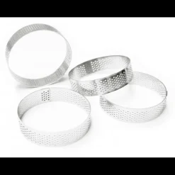 SCRAPCOOKING Cercle À Patisserie|Cercles à Tarte Individuels Perforés Ronds 8 cm (x4)