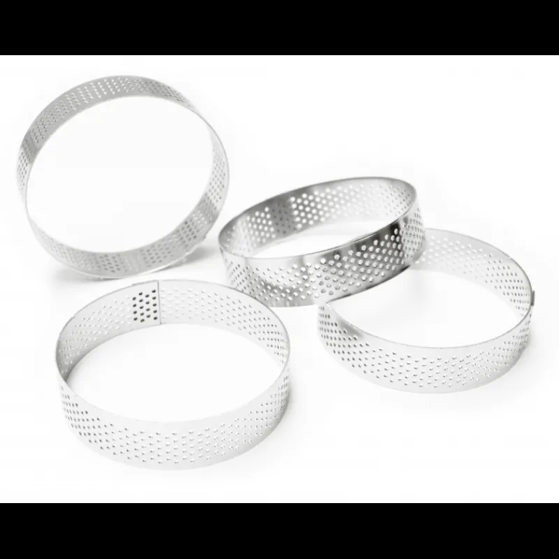SCRAPCOOKING Cercle À Patisserie|Cercles à Tarte Individuels Perforés Ronds 8 cm (x4)