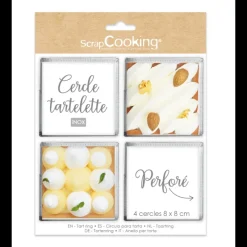 SCRAPCOOKING Cercle À Patisserie|Cercles à Tarte Individuels Perforés Carrés 8 cm (x4)