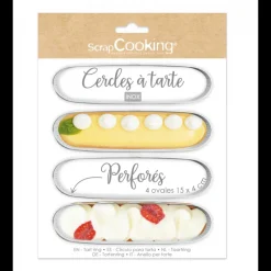 SCRAPCOOKING Cercle À Patisserie|Cercles à Tarte Individuels Perforés Eclair 15 x 4 cm (x4)