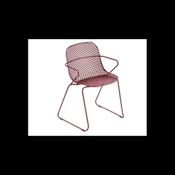 GROSFILLEX Mobilier Terrasse Restaurant|Chaise en Acier avec Assise Résine Rouge Bossa Nova Ramatuelle 73’