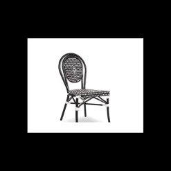 LYROSE Mobilier Terrasse Restaurant|Chaise Tressée Bamboo Noir et Blanc