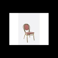 LYROSE Mobilier Terrasse Restaurant|Chaise Tressée Bamboo Rouge et Crème