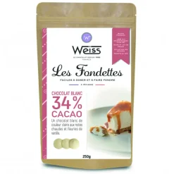 WEISS Chocolat De Couverture|Chocolat Blanc 34% Fondettes 250g