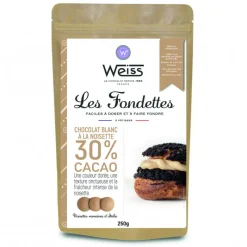 WEISS Chocolat De Couverture|Chocolat Blanc Noisette 30% Fondettes 250g