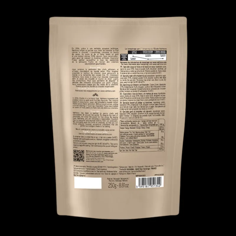 VALRHONA Chocolat De Couverture|Chocolat de Couverture Inspiration Fraise 250g