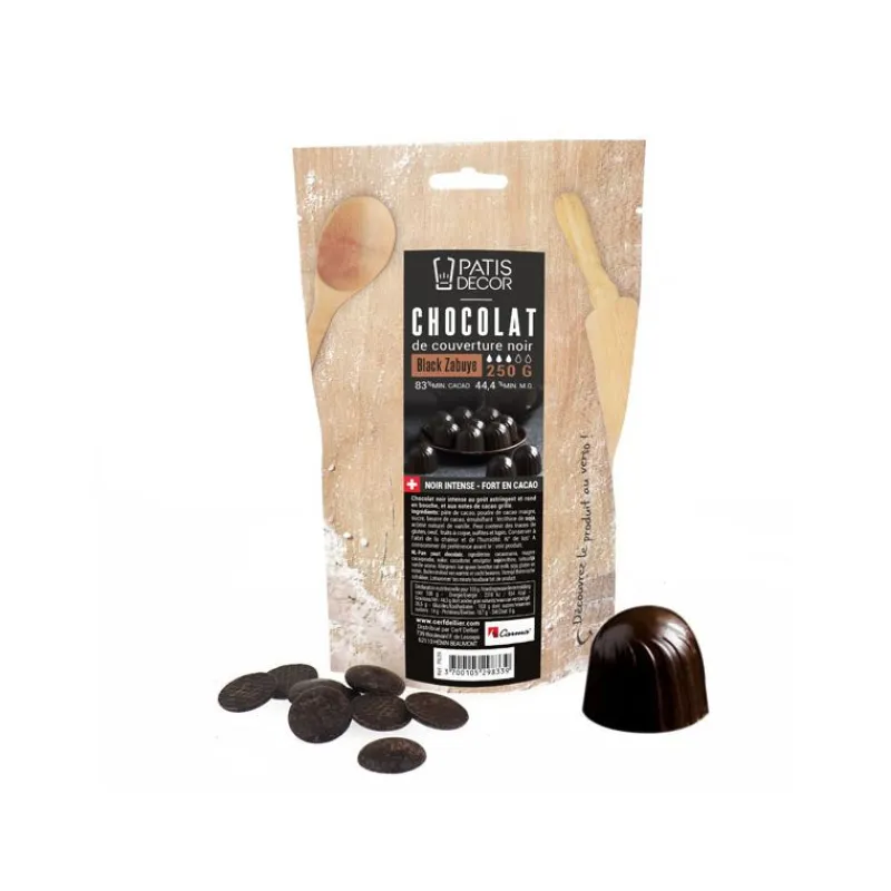 PATISDECOR Chocolat De Couverture|Chocolat de Couverture Noir Zabuye 83% 250 g Patisdécor