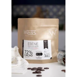 WEISS Chocolat De Couverture|Chocolat Noir 72% Ebène 1 kg