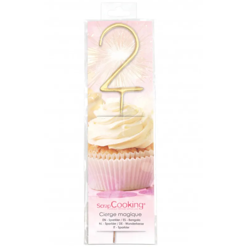 SCRAPCOOKING Décoration Gâteau|Cierge Magique Or 17,5 cm Chiffre 2
