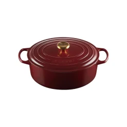 LE CREUSET Cocotte En Fonte|Cocotte en Fonte Ovale 31 cm Garnet Bouton Doré Signature