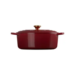 LE CREUSET Cocotte En Fonte|Cocotte en Fonte Ovale 31 cm Garnet Bouton Doré Signature