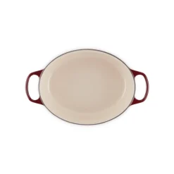 LE CREUSET Cocotte En Fonte|Cocotte en Fonte Ovale 31 cm Garnet Bouton Doré Signature